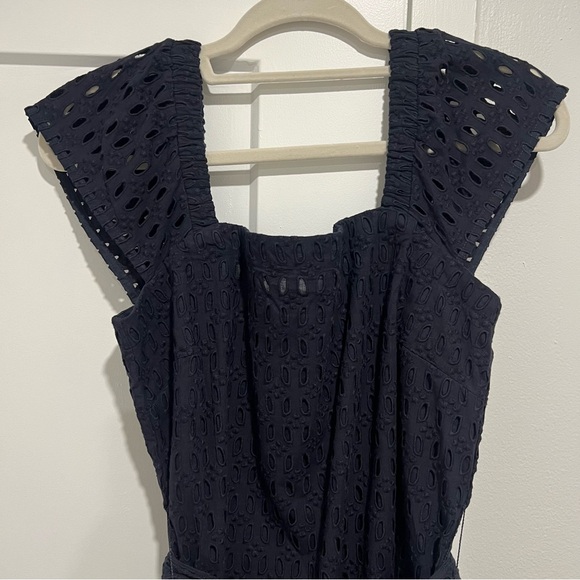 Ann Taylor- Eyelet Square Neck Puff Sleeve Midi Dress - Picture 4 of 7